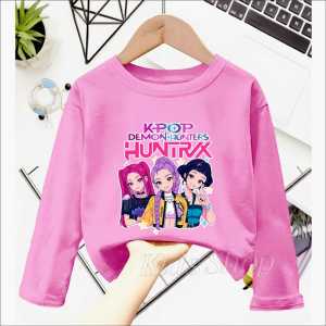 Atasan Baju Kaos Lengan panjang Anak Perempuan Motif Kpop Demon Hunters Hantrix Viral Usia 1-12TH