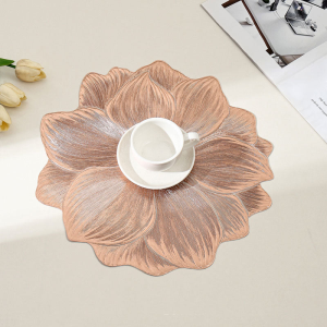 Placemat Lotus Flower Design High-Value Light Luxury Non-Slip Washable PVC Heat Insulation 1pc