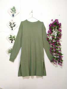 Marsha Tunik Sweater Rajut Wanita Panjang Belah Samping - Tunik Rajut Wanita Lengan Panjang - Baju Wanita - Tunik Rajut Wanita Terbaru Kekinian Hijab - Sweater Rajut Wanita Korean Style