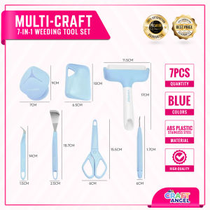 Multi-Craft 7-Piece Weeding Tool Set – Blue & Pink | Scrapbooking Paper Stitching Embossing & DIY Art Tools