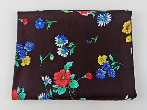 ผ้าคอตตอนผสมลินินลายดอกไม้พื้นสีดำพิมพ์ลายคมชัดสีสดสวยคุณภาพดีใส่สบายมีของส่งไวผ้าลายน่ารักผ้าหลาผ้าเมตรผ้ามัสลิน