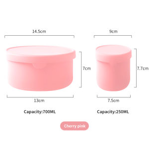 Fypo Bộ 2 món hộp cơm trưa bằng silicon hộp bento tròn có lò vi ba bát ăn tối hộp giữ tươi xa lát trái cây tủ lạnh hộp đựng thức ăn nhà bếp hộp đựng đồ ăn trưa chống rò rỉ cho trường học và dụng cụ làm việc