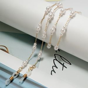 HULEQQI Trái tim Dây đeo kính ngọc trai Hạt cườm Chống thất lạc Dây chuyền giữ kính mắt Thanh lịch Dây đeo cổ Dây đeo kính râm Sử dụng ngoài trời
