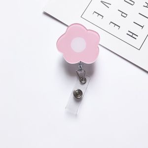 FOUNDTWO Văn phòng phẩm Hoa Hàn Quốc Sinh viên Phim hoạt hình Bác sĩ y tá Acrylic Cuộn huy hiệu có thể thu vào Người giữ huy hiệu Chủ thẻ tên Kẹp thẻ ID