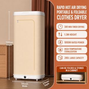 Stuttgart Portable Drying Cabinet Any-Space Fit Space Saving Multi-Scene Use Portable Design Ideal for Bedroom Apartment Dormitory Travel
