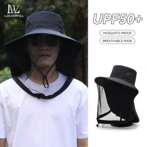 LouisWill Sun Cap Mosquito-proof Hat Large Shawl Beach Hat Sun-proof Hat Casual Sun Hats Portable Fisherman Cap Large Brim Cap Sun Protection Cap UV Protection Hats Breathable Mask for Summer Outdoor Travel