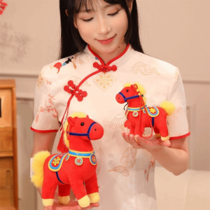 NCNC(OKDEALS01) Soft Horse Plush Toys Cute PP Cotton Filling Zodiac Pony Figurine Kawaii Mascot Dolls Cartoon Horse Doll Chinese New Year