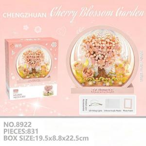 Cosmetic Mirror Cherry Blossom Tree House Bricks Toys Desktop Ornaments Assembly Toys DIY Girls Gift