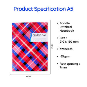 Bantex Buku Tulis Campus Day A5/B5 Notebook Catatan Jurnal Bergaris 32/38 Lembar 1 Pack (10 Pcs)