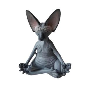 Meditation Yoga Happy Cat Whimsical Buddha Sphinx Figurine Art Decor Sculpture Statue Home Crafts
