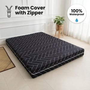 2/4/6/8 Inches Thickness Waterproof Foam Cover with Long Zipper Mattress Cover Bed Sheet with Zipper