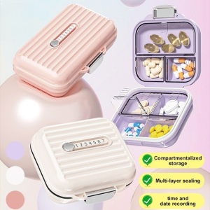 【Moisture-proof/portable/countable】Multi-functional Divided Storage Box Travel Medicine Case Home Medicine Storage Organizer Container