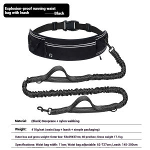 Explosion-Proof Running Dog Leash Nylon Reflective Multi-Functional Retractable Sports Waist BagLeash