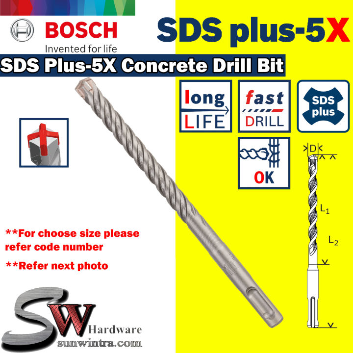Bosch SDS Plus-5X Flutes Concrete Drill Bit (Different Size