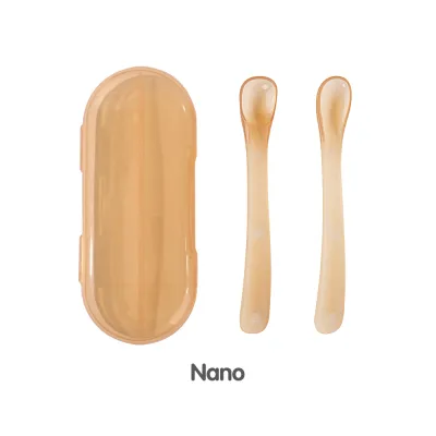 2Pcs Baby Silicone Spoon Set For Infant Nano Spoon With Case Bpa Free Feeding Set