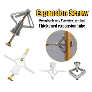 【Ready Stock】50Pcs/100Pcs Partition Celling Plaster Expansion Screw 8mm Butterfly Screw Aircraft Screw Wall Plug Skru Rama-rama