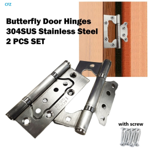 Sean 2PCS Butterfly Door Hinges 4x3 Stainless Steel Cabinet Door Heavy Duty with screws