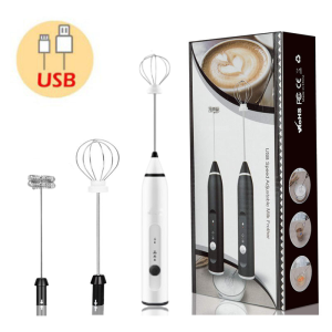 Pembuih Susu Pengocok Telur Handheld Blender Milk Frother Mixer Mini Electric - putih set
