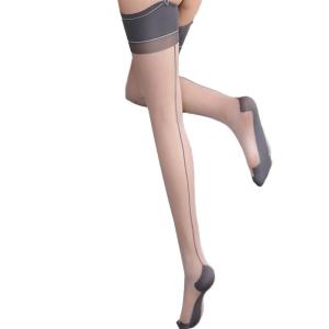 Backseam cao tới đùi tất da tương phản Top Cuba gót vớ seamed cao tới đùi vớ cao Hàng dệt kim cho Womens