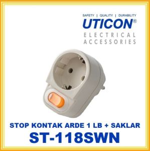 UTICON STOP KONTAK ARDE 1 2 3 LUBANG Colokan Listrik Steker Saklar Tersendiri + Switch Lampu On Off SNI Original