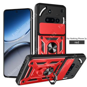 For Nothing Phone (3a) 5G 2025 Shockproof Armor Casing For Nothing Phone (3a) 3a Nothing Phone3a Phone (3a) 5G 2025 Push Pull Camera Protect Phone Case Car Magnet Holder Ring Shockproof Back Cover