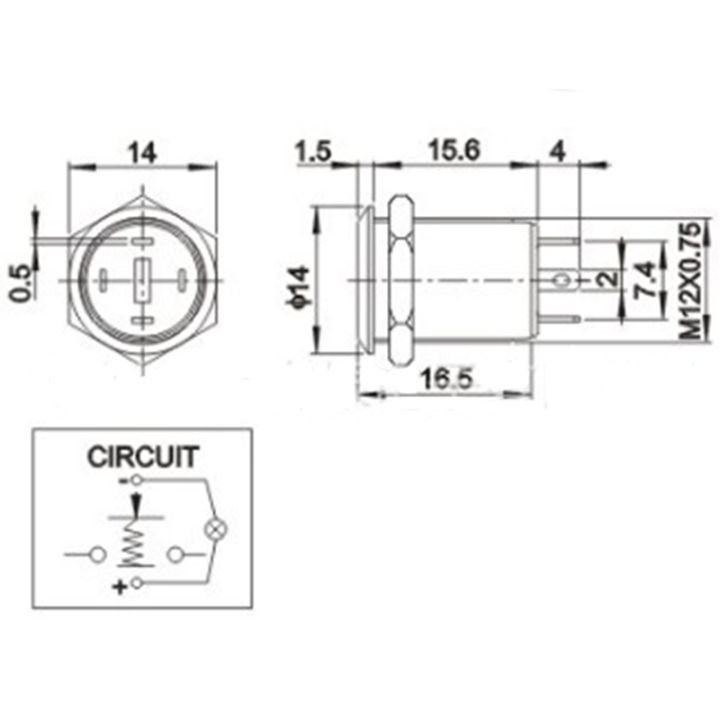 1PC 12MM with LED 3V 5V 12V 24V 220V Metal Button Switch Momentary push ...