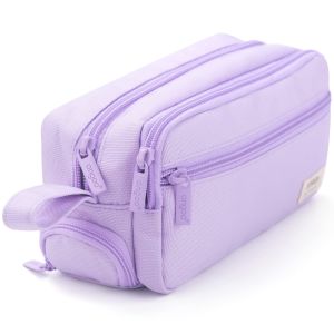 Large Black Multi-Compartment Pencil Case With Smooth Zipper Portable and Usable as Makeup Bag. New Semester Essentials.