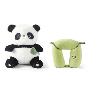 Black Panda Green Bamboo Travel Pillow for Kids Adults 3 in 1 Deformable Cartoon Kids Neck Pillow Soft Airplane Pillow Cute Animal Flight Pillow Head Rest Neck Support for Car Christmas Gift