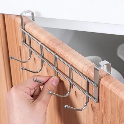 Móc Treo Đồ Gắn Sau Cánh Cửa Giá Tủ Bếp 5 Móc Chất Liệu Inox Chắc Chắn Không Gỉ Tiết Kiệm Diện Tích