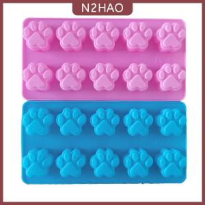 N2HAO 10 tế bào Dog Cat Paw Silicone khuôn bánh cho Biscuit Jelly Baking Pan khay đá