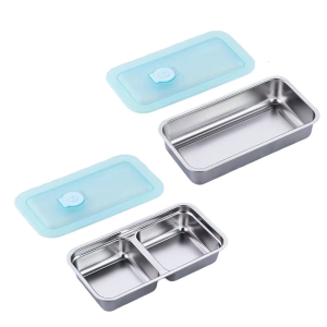Sealed Metal Meal Preps Box with Clear Covers Durable 304 Nonrust Steel Easy to Cleaning for School Work or Camping