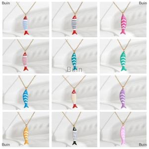 [COD] Buin Cute Exquisite Colorful Fish Pendant Necklaces For Women Girls Fashion Stainless Steel Necklace Summer Beach Jewelry Gift