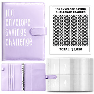 100 Envelope Saving Challenge Binder PU Leather Budget Binder 100 Day Couple Challenge Notebooks