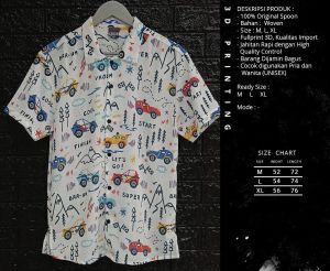 Kemeja Pria/Wanita Lengan Pendek | SPOON | Motif - Vehicle Traffic
