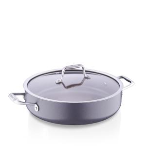 Korkmaz Boena Ceramic Non-Stick Shallow Casserole Pot with Glass Lid Induction Compatible