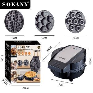 【VOLTO】Breakfast Donut Waffle Maker – 3 in 1 Non-Stick Detachable Mini Round Sandwich Maker