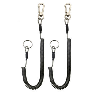 2pcs Fishing Tools Lanyard Retractable Safety Coiled Lanyard with Carabiner Clip Fishing Gear Lanyard