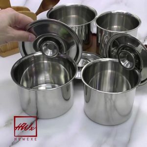HWx Thick Stainless Steel Container for food spices condiment cooking oil container storage (10-cm/12-cm) 加厚不锈钢味盅