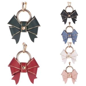 XINSU38 Handmade Creative Key Rings Anti-lost Car Accessories Leather Bow Keychain Bag Pendant Bow Pendant Ladies Keyrings