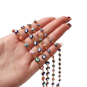 50ซม./String 18K ชุบทองโซ่ทองแดงผสมลูกปัดสีโซ่สําหรับสร้อยข้อมือสร้อยคอแว่นกันแดด DIY โซ่