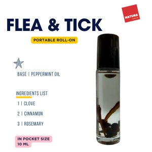 Natura Flea & Ticks Roll On for Dog Cat Portable Organic Oil 10 ml