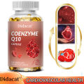 Coenzyme Q10 supplement with vitamin C and vitamin E to support heart health, cardiovascular health, improve energy levels, antioxidant, suitable for men and women.. 