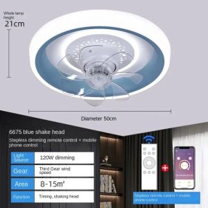 Ceiling Fan With Lights Remote Control Tricolor 6-Speeds Intelligent Timing Ceiling Fan Light Bedroom Light Dining Light