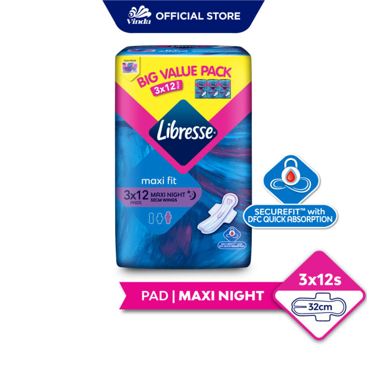 Libresse Maxi Night Wings 32cm (3x12s) | Lazada