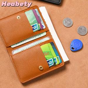 Heabety Solid Color PU Leather Small Wallet For Women Short Simple Womens Purse With Buttons Ultra Thin Credit Card Bag Coin Purse