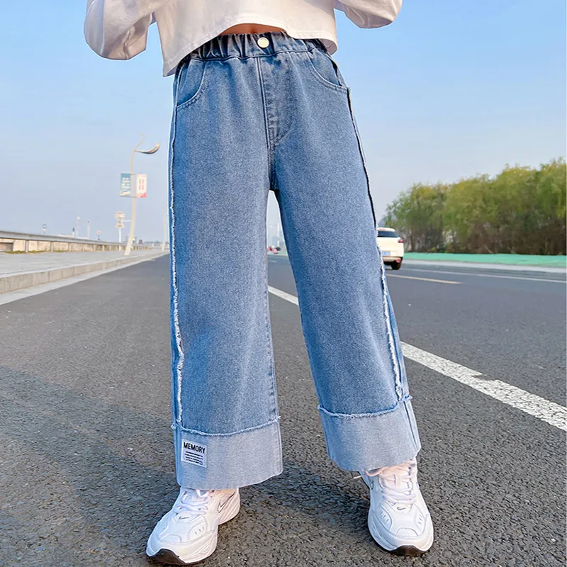 On Sale]Pants for Girls New Style 2023 5-11 Years Old Aesthetic Jeans for  Kids Girls Wide Baggy Pants Leg Trousers Girls Fashion Casual Denim Pants  Korean Style Loose Casual 120CM-150CM