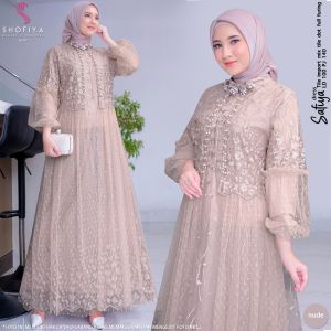 Safiya Dress Pesta Bruklat Tile Full Furing LD 100 Cm/Dress Pesta/Dress Kondangan