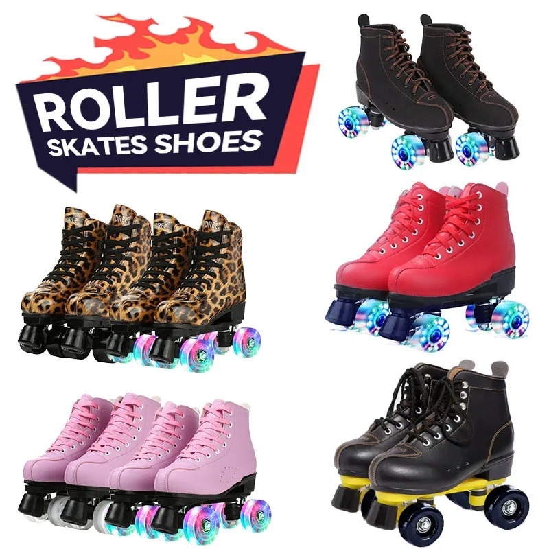 🔥 Roller Skates Shoes Inline Skating Quad Adult Double Row
