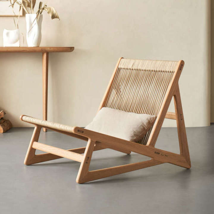 Kena Hunting Chair Wabi-Sabi Style Woven Rope Solid Wood Living