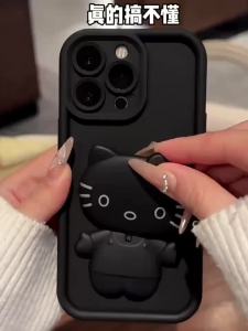 เคสสำหรับศัพท์ Samsung A24 4G A34 5G A54 5G A25 A55 A36 5G เคสศัพท์แบบนุ่ม ซิลิโคนกันกระแทก ดีไซน์ใหม่สวยงาม การ์ตูนแมวกระจกพร้อมที่วางและฟิล์มนุ่ม JTMKTM01